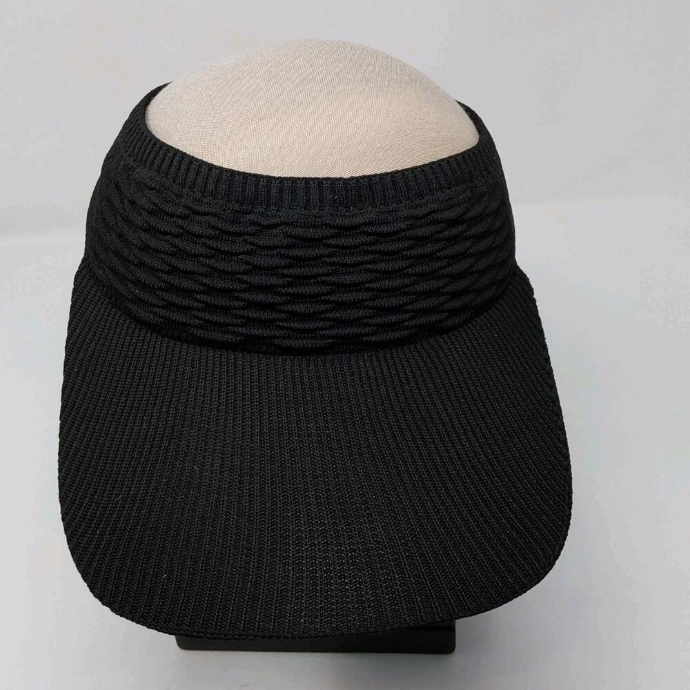 Black Knit Sun Visor Hat Women's Stretch Wide Brim Golf Beach Travel